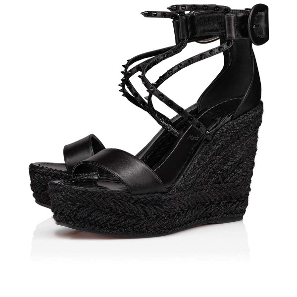 Christian Louboutin Chocazeppa Spikes Espadrillos Dame Sort | 3HTdAyiU