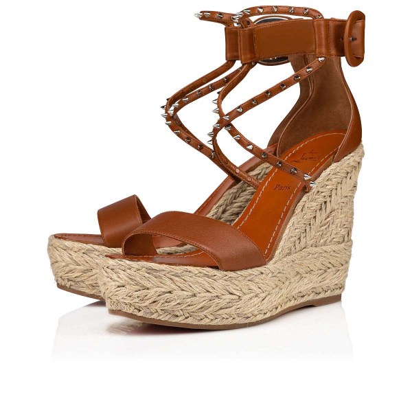 Christian Louboutin Chocazeppa Spikes Espadrillos Dame Brune | DMCdrMeq