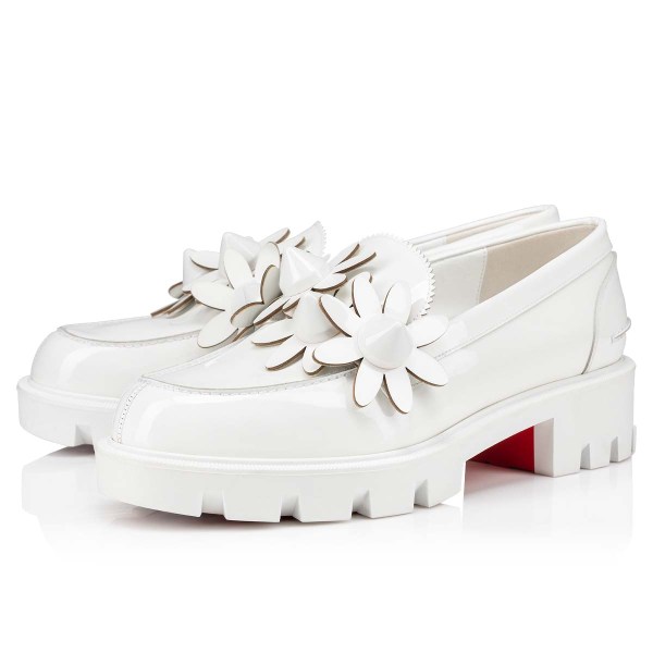 Christian Louboutin Daisy Spikes Moc Flade Sko Dame Hvide | O2TtK7dC