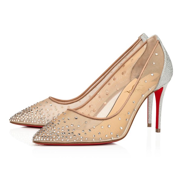 Christian Louboutin Follies Strass Pumps Dame Sølv | GdeO4JbP