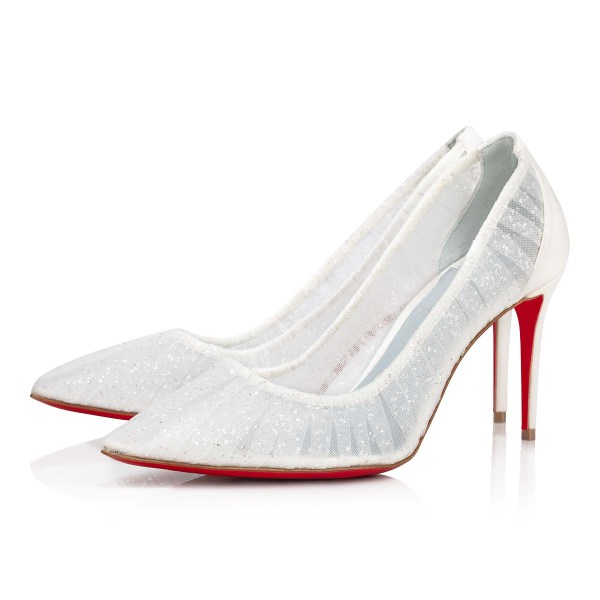 Christian Louboutin Kate Draperia Pumps Dame Hvide Sølv Hvide Blå | bLrGlcih