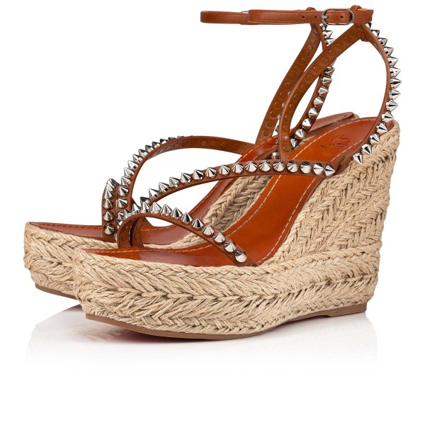 Christian Louboutin Mafaldina Zeppa Espadrillos Dame Brune | RdSl5XQA