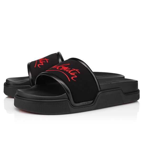 Christian Louboutin Navy Pool Man Badesandaler Herre Sort | zUnO6m8M