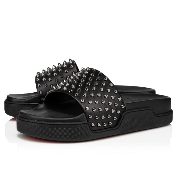 Christian Louboutin Pool Fun Badesandaler Herre Sort | SbE4UpOi