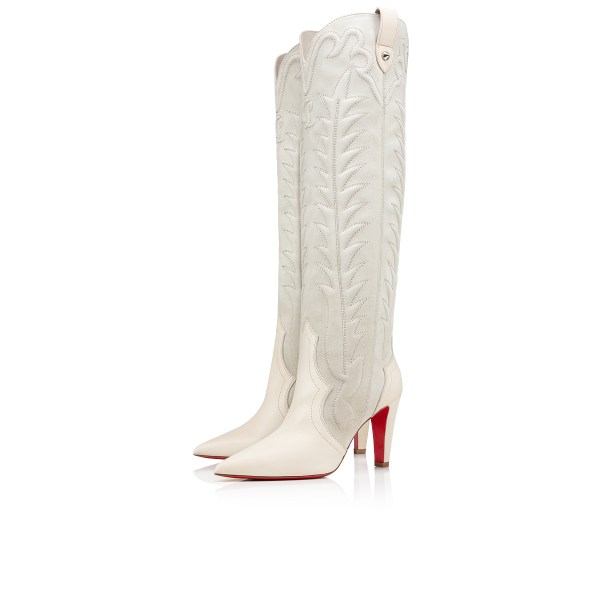 Christian Louboutin Santia Botta Høje Støvler Dame Hvide | 2oYavtJl