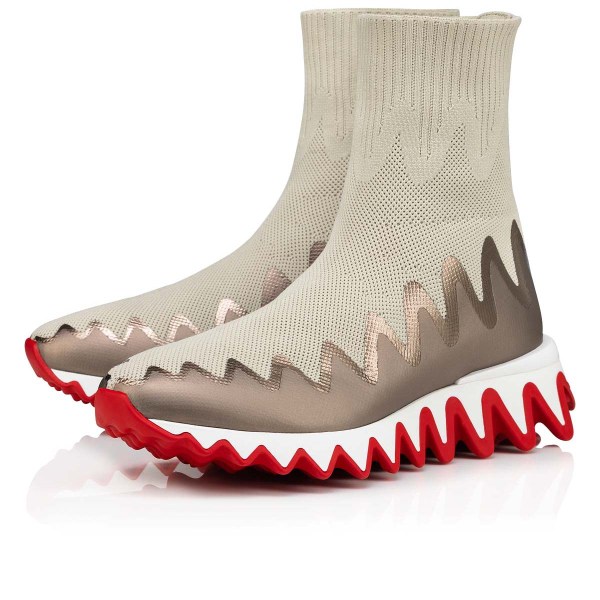 Christian Louboutin Sharky Sock Sneakers Dame Beige | qnC5lCPT