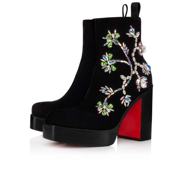 Christian Louboutin Stage Boot Fleur Ankelstøvler Dame Sort | C5rjb3dW